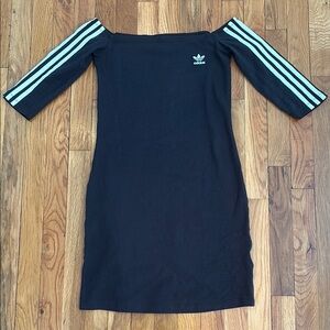 Adidas Black Long Sleeve Dress with Stripes